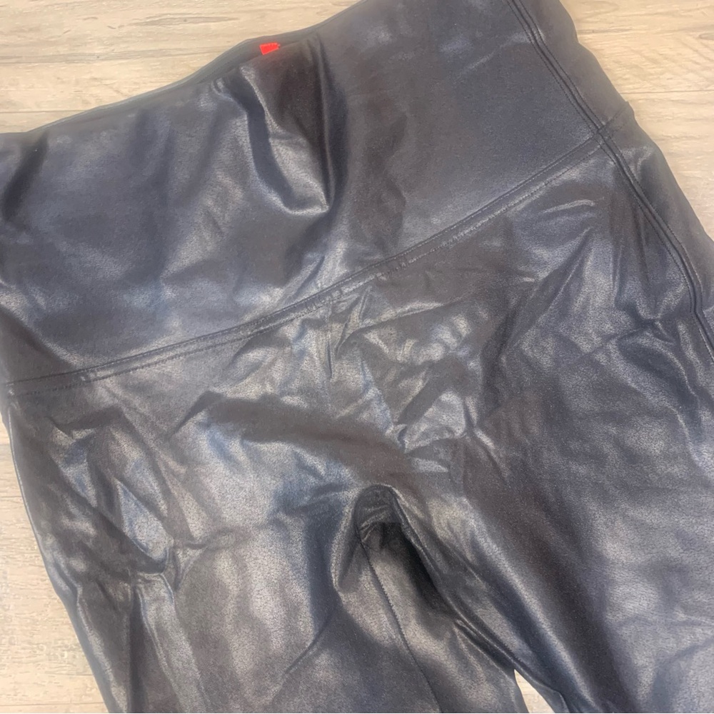 SPANX Faux Leather Shiny Moto Leggings - Picture 11 of 11